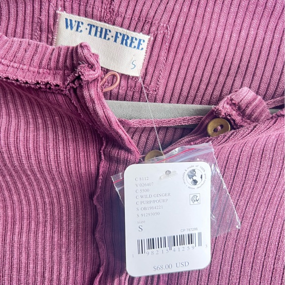 NWT Free People We The Free It’s on Cardi Purple Button Down Ribbed Top small s - Picture 6 of 6